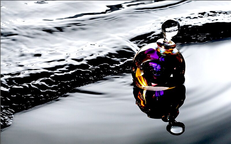 Glass Perfume Bottle — Black, Dramatic