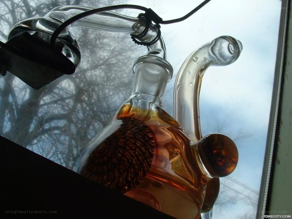 glass pipe on a windowsill