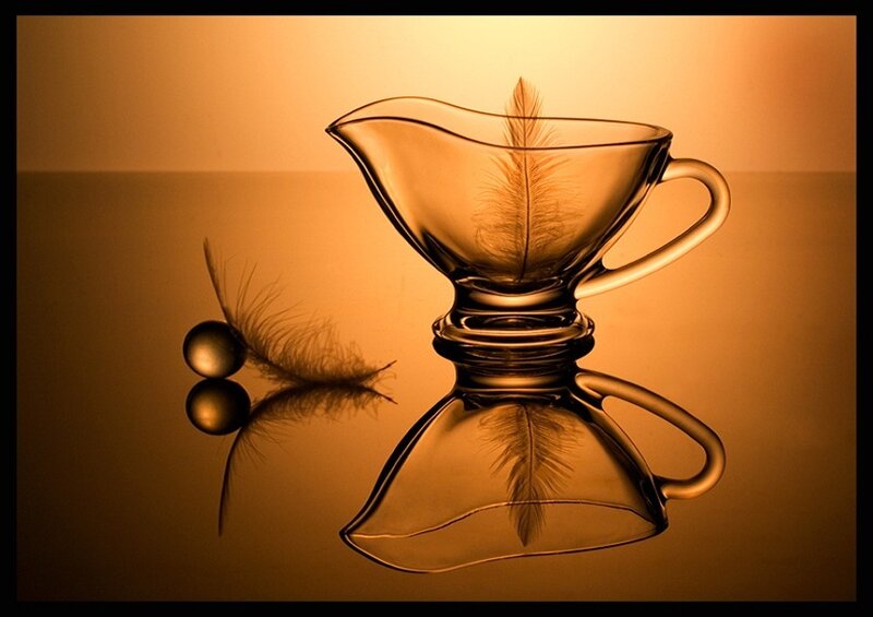 Glass Pitcher with Feather