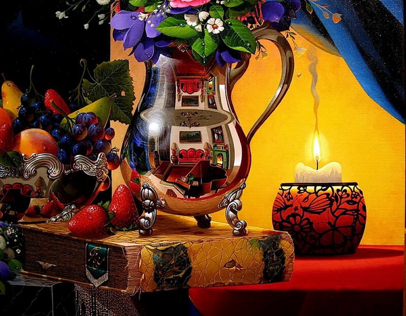 Glass Pitcher with Flowers
