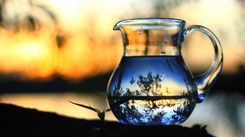 Glass Pitcher with Water — Blue