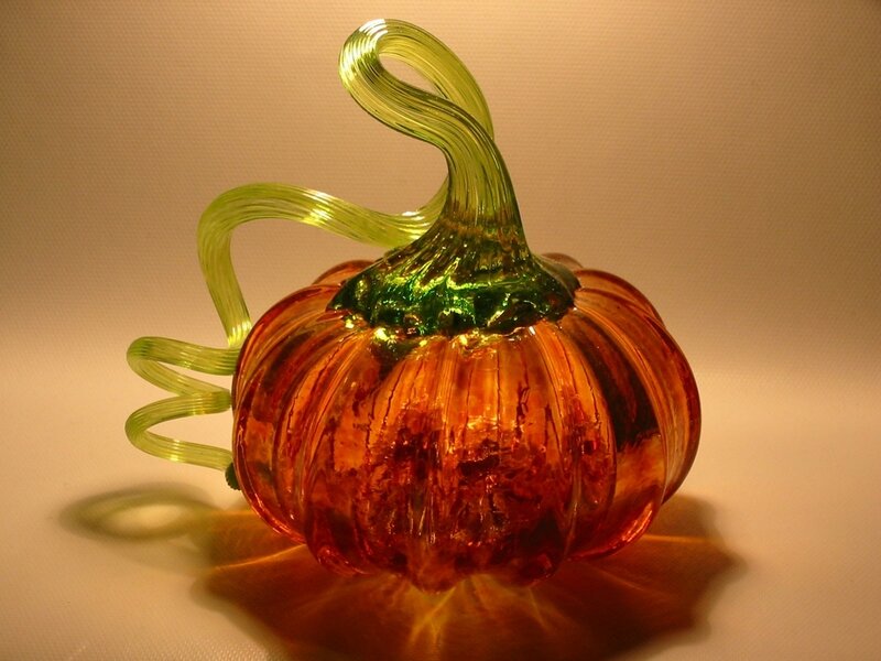 Glass Pumpkin Sculpture — Orange