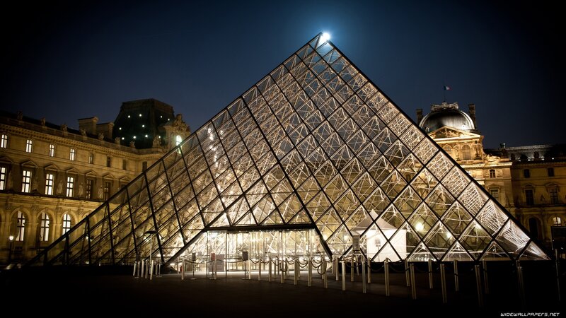 Glass Pyramid at Night