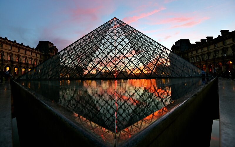 Glass Pyramid at Sunset