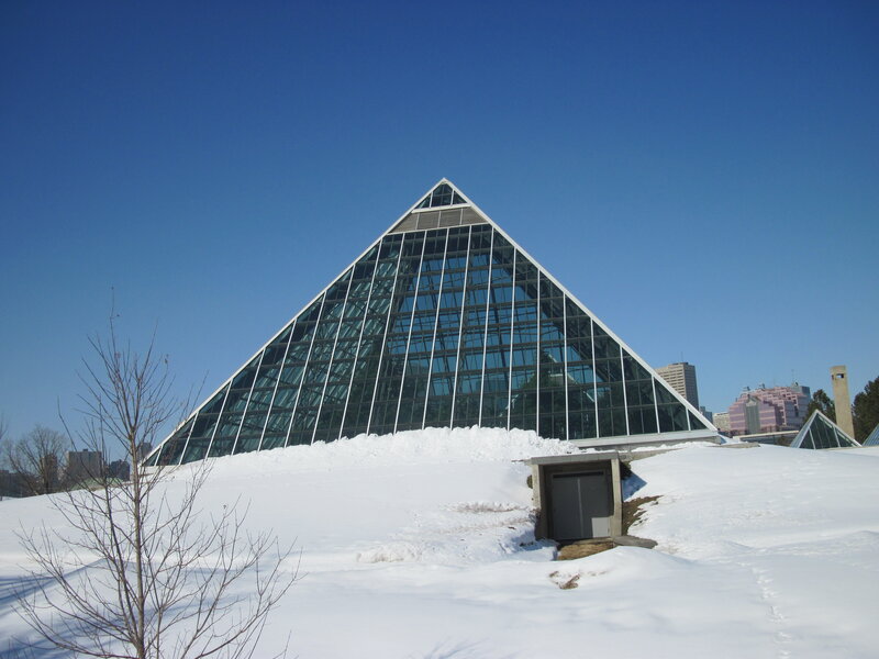 Glass Pyramid Building — Blue, Serene