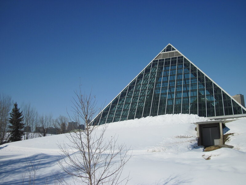 Glass Pyramid Building — Blue, Serene, Winter