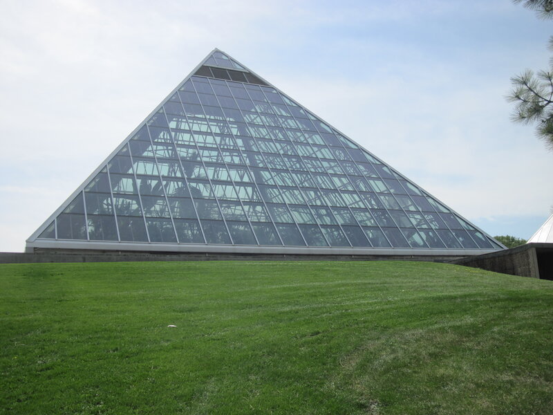 Glass Pyramid Building — Green, Calm