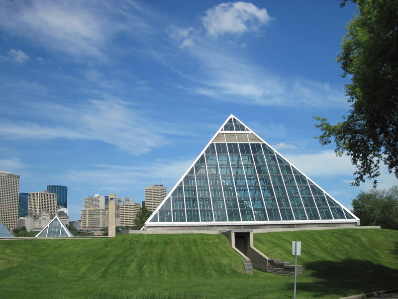 Glass Pyramid Building — Green, Serene