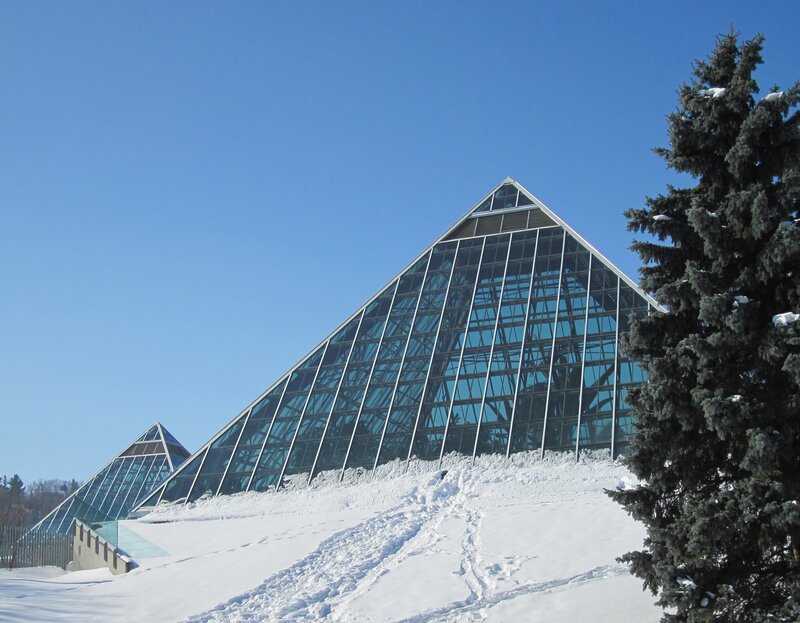 Glass Pyramid Building — White, Serene