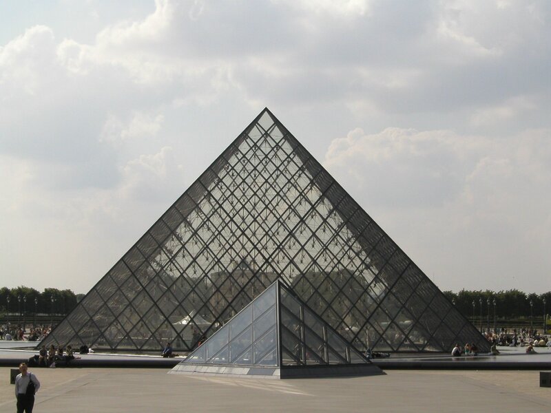 Glass Pyramid Structure — Gray, Overcast