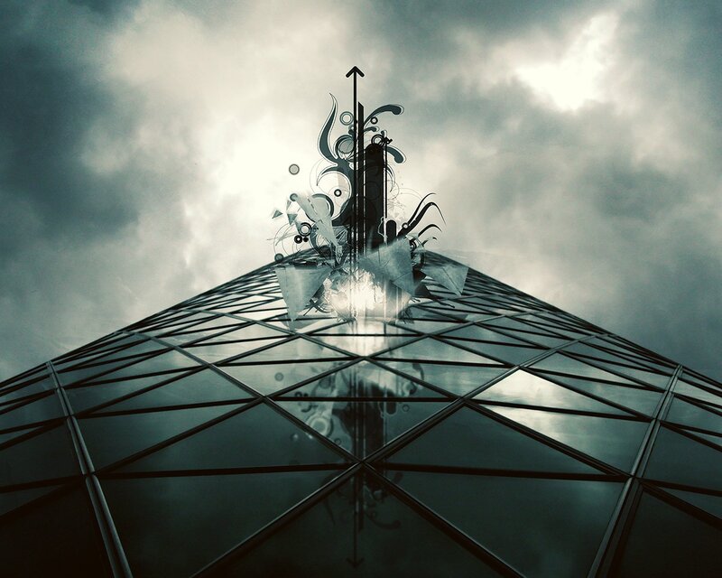 Glass Pyramid Structure — Gray