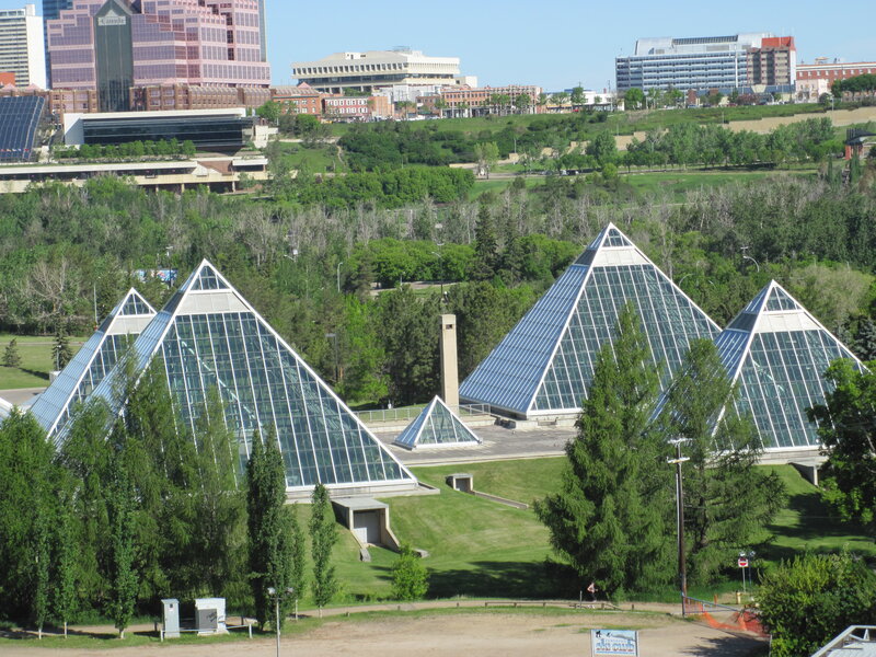 Glass Pyramids in Park — Green