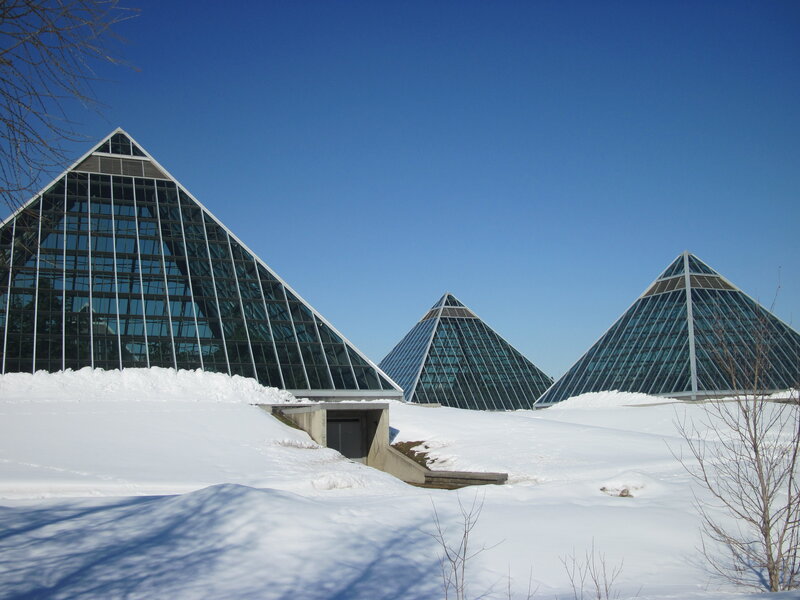 Glass Pyramids in Snow — Blue, Serene