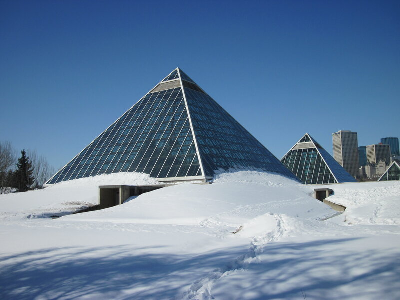 Glass Pyramids in Snow — Blue, Serene, Winter