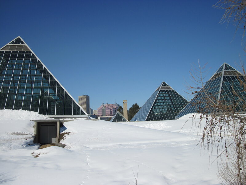 Glass Pyramids in Snow — Blue