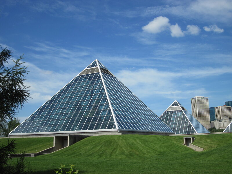 Glass Pyramids on Grass