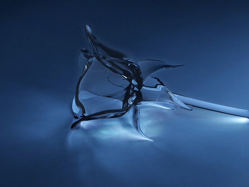 Glass Rose Sculpture — Blue, Serene