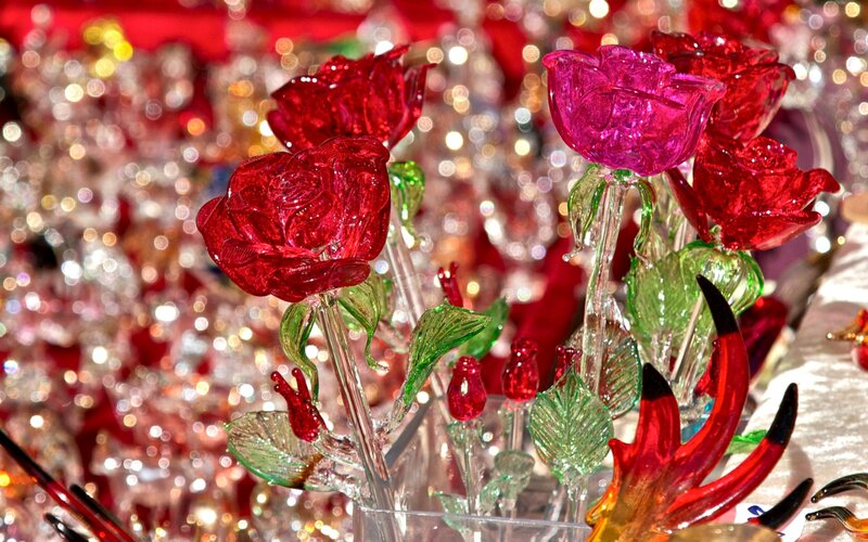 Glass Rose Sculptures