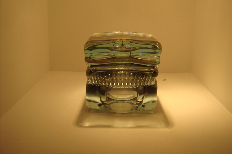 glass sculpture in display case