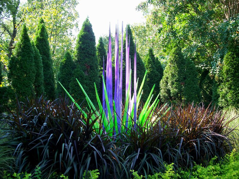 Glass Sculpture in Garden