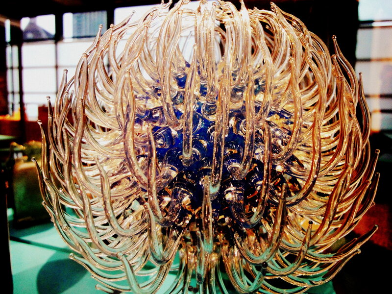 Glass Sculpture with Blue Center