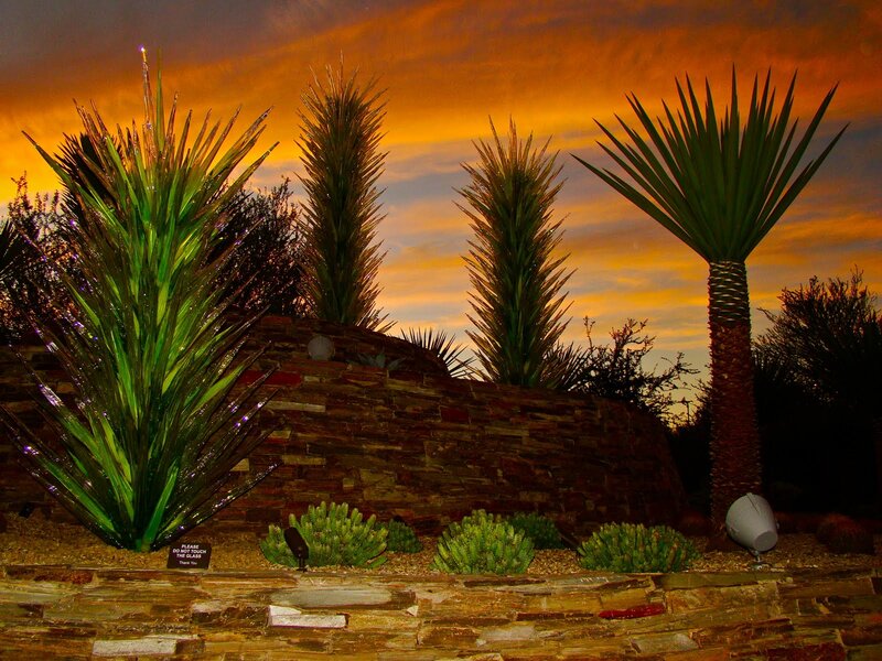 Glass Sculptures in Garden — Orange