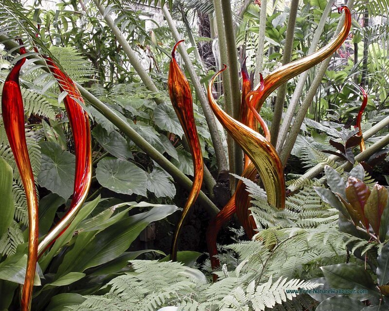 Glass Sculptures in Garden