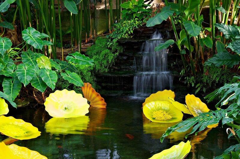 Glass Sculptures in Pond