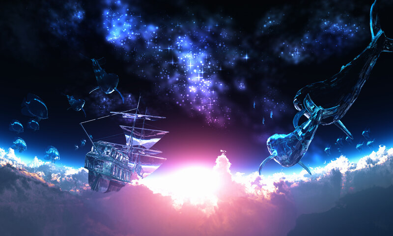 Glass Ship in Sky
