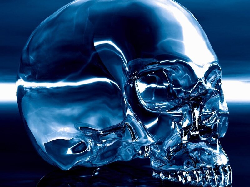 glass skull sculpture