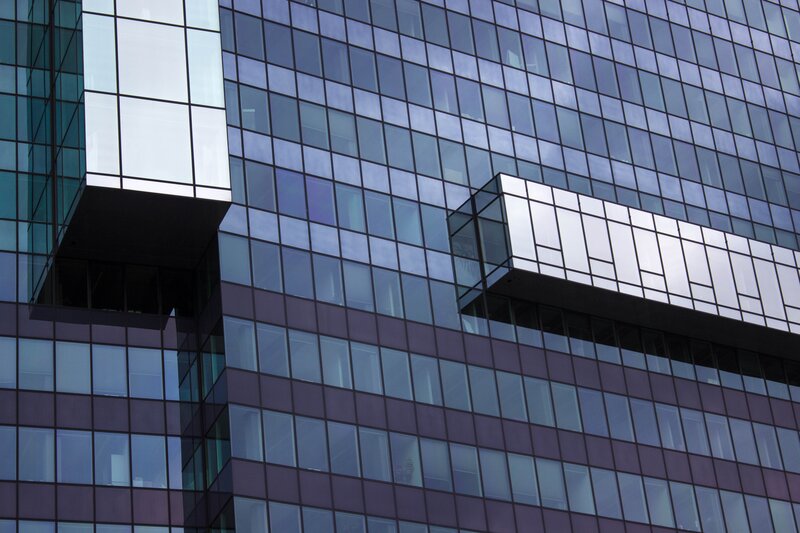 Glass Skyscraper Facade — Blue, Modern, Photograph