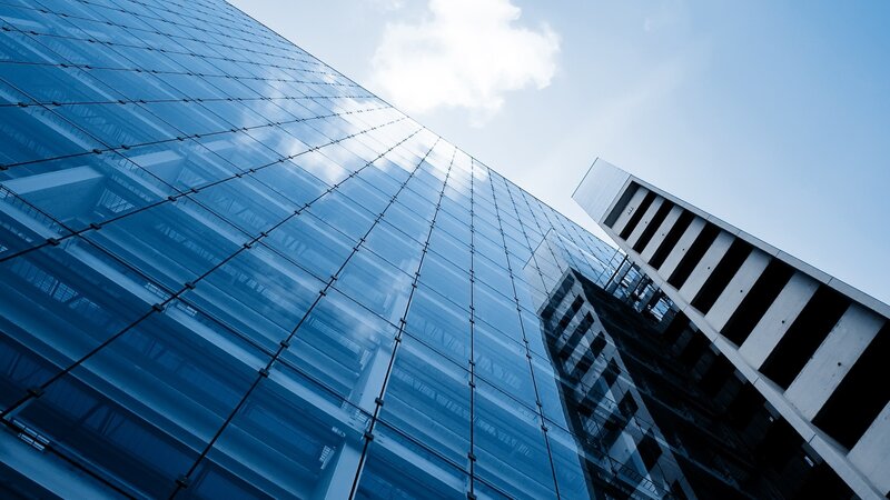 Glass Skyscraper Facade — Blue