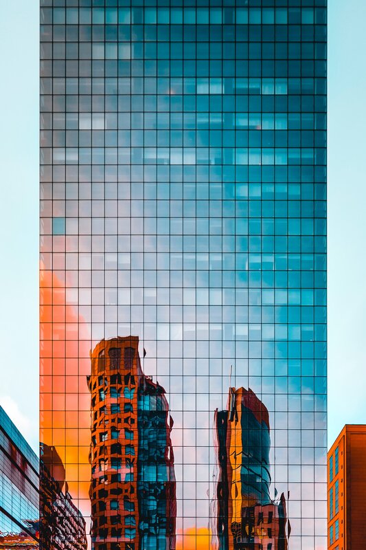 Glass Skyscraper Reflection — Blue