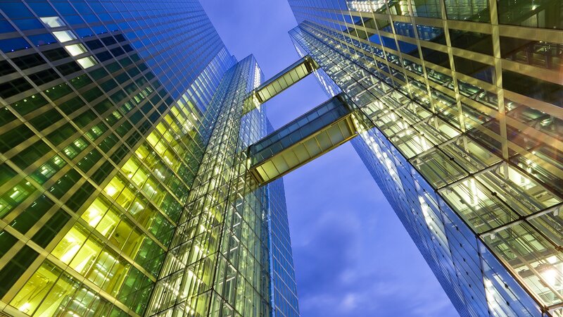 Glass Skyscrapers at Dusk
