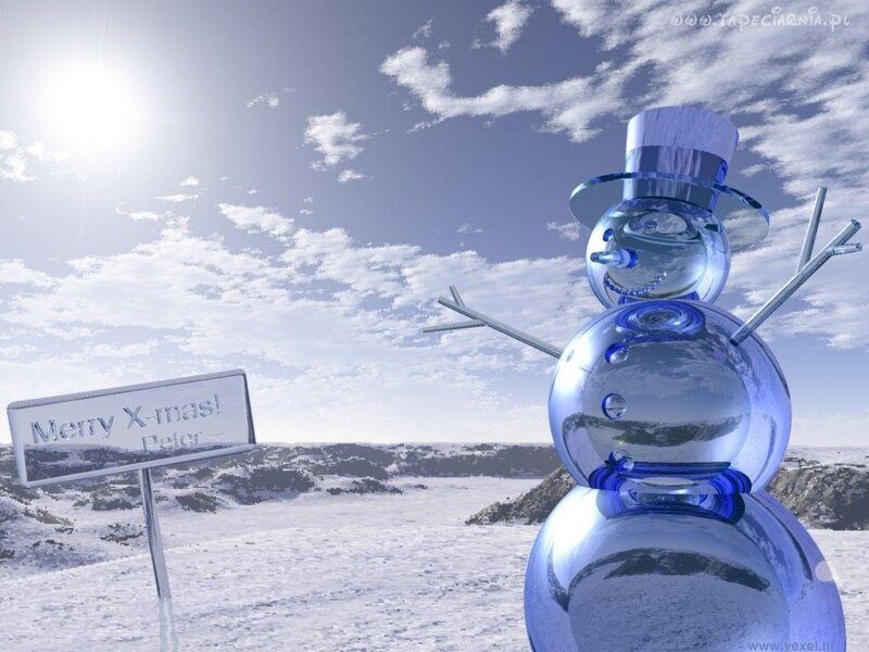 Glass Snowman in Snow