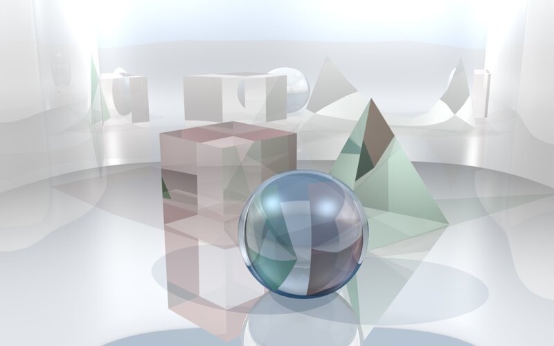 Glass Sphere and Cubes