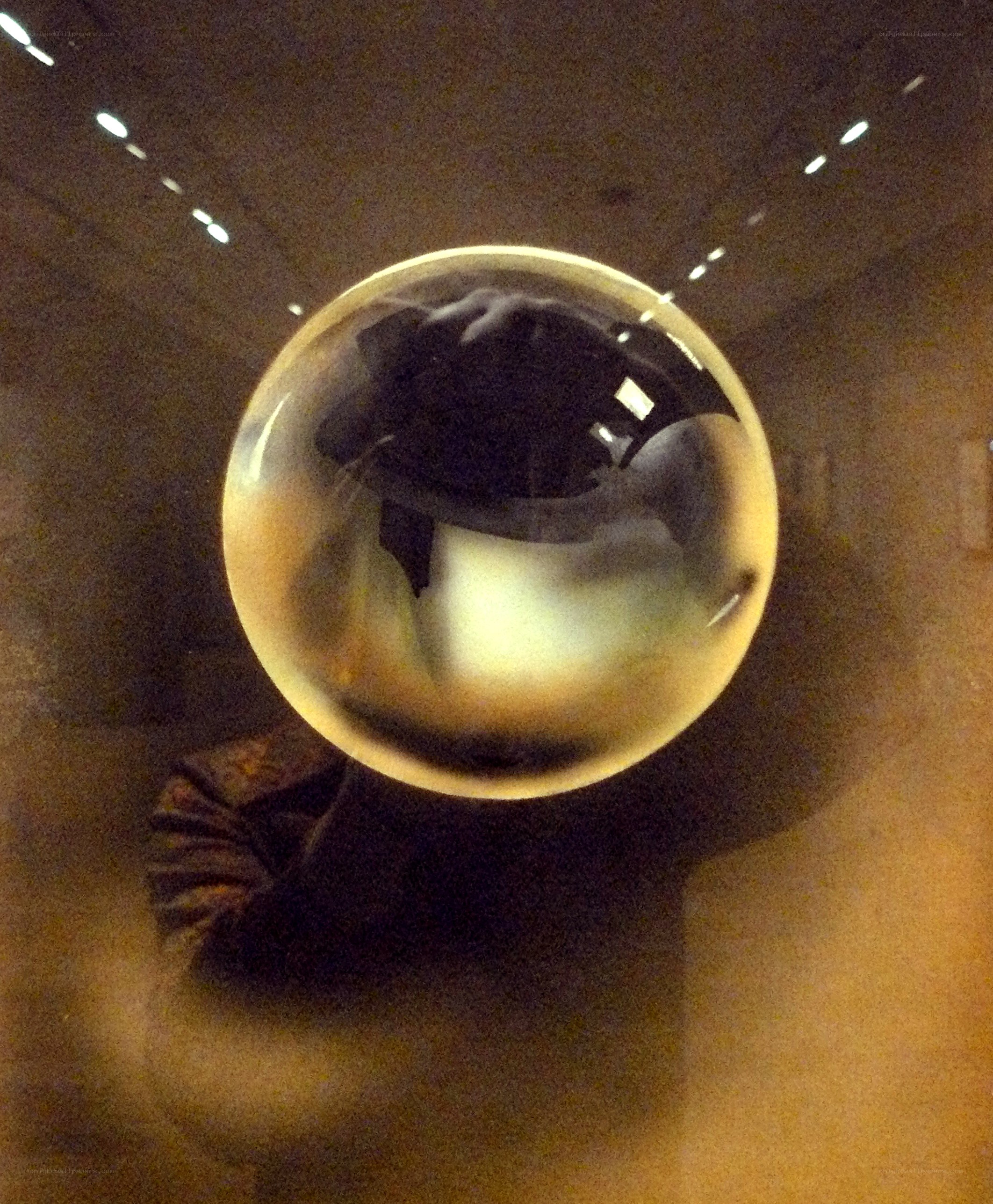 glass sphere in dark room