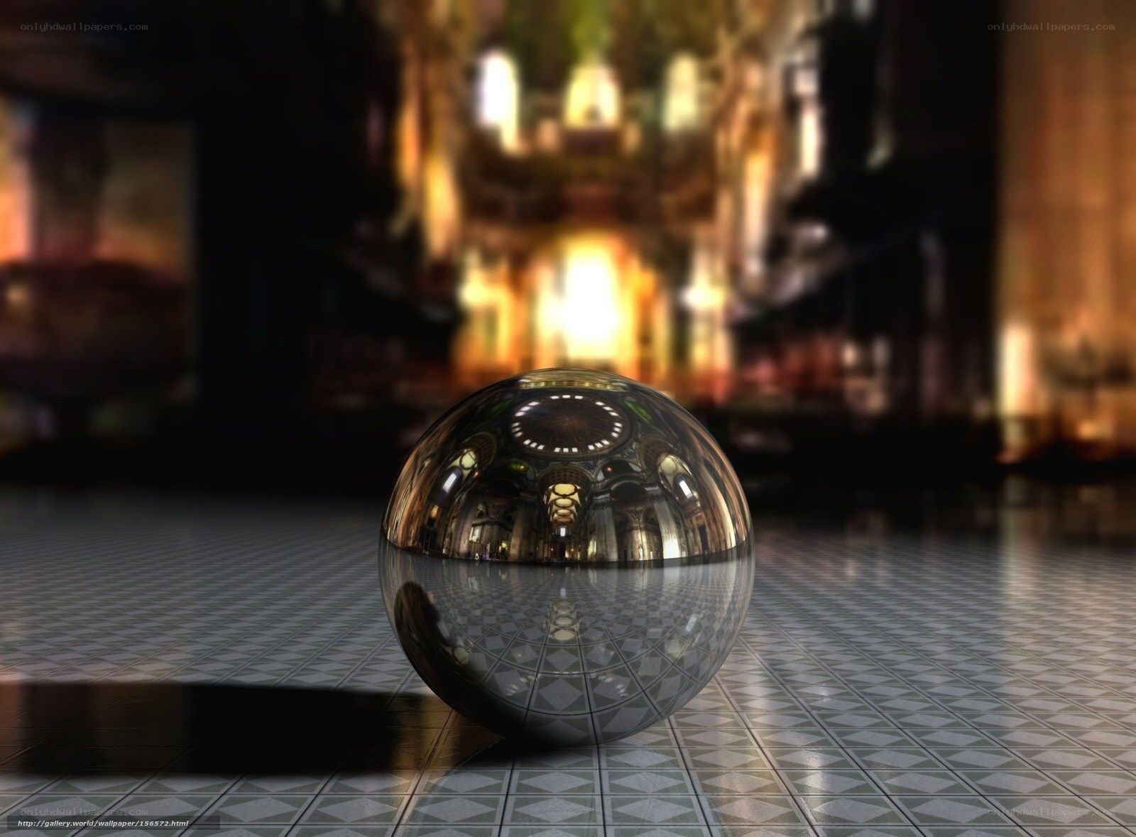 Glass sphere in grand hall