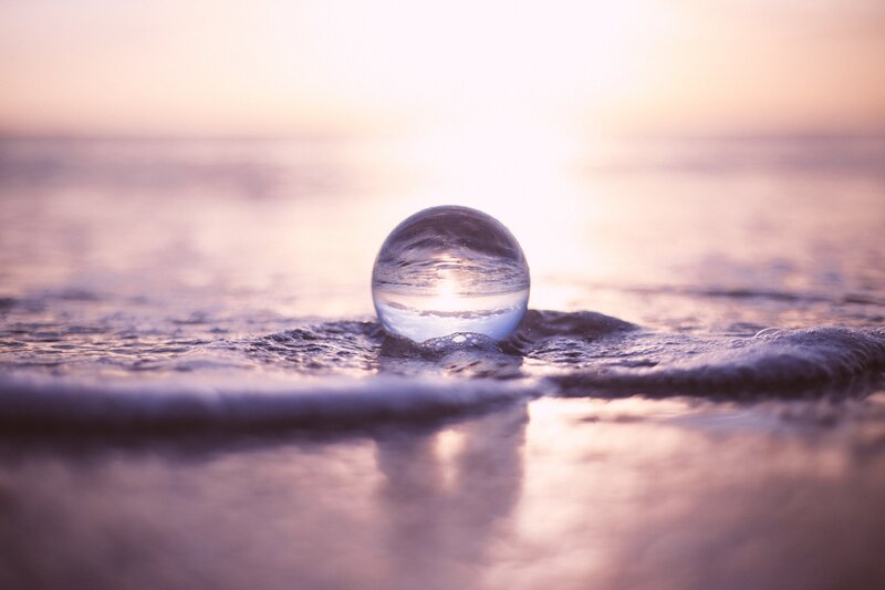 Glass Sphere on Beach — Purple