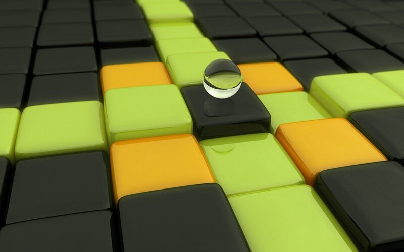 Glass Sphere on Cubes — Black