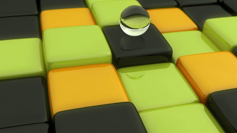 Glass Sphere on Cubes — Green