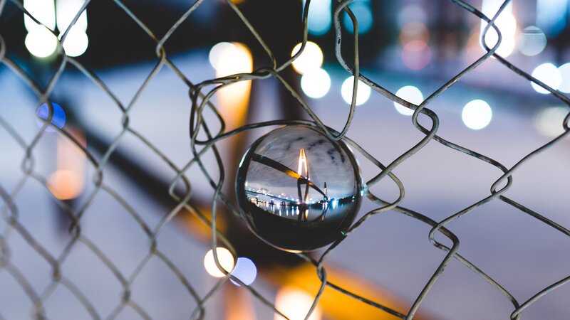 Glass Sphere on Fence