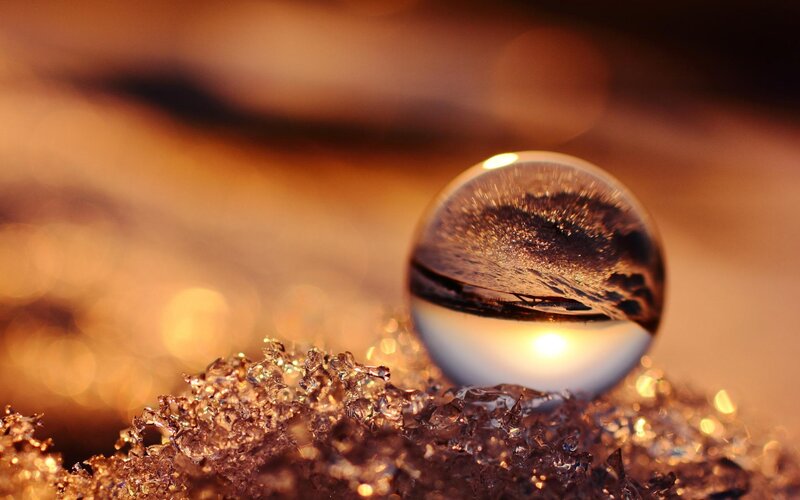 Glass Sphere on Ice