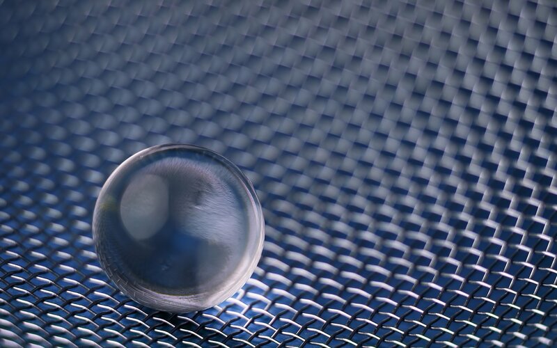 glass sphere on mesh surface