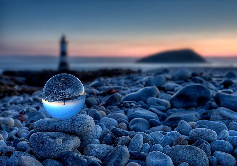 Glass Sphere on Pebbles
