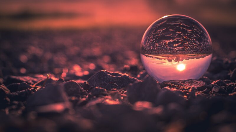 Glass Sphere on Rocks