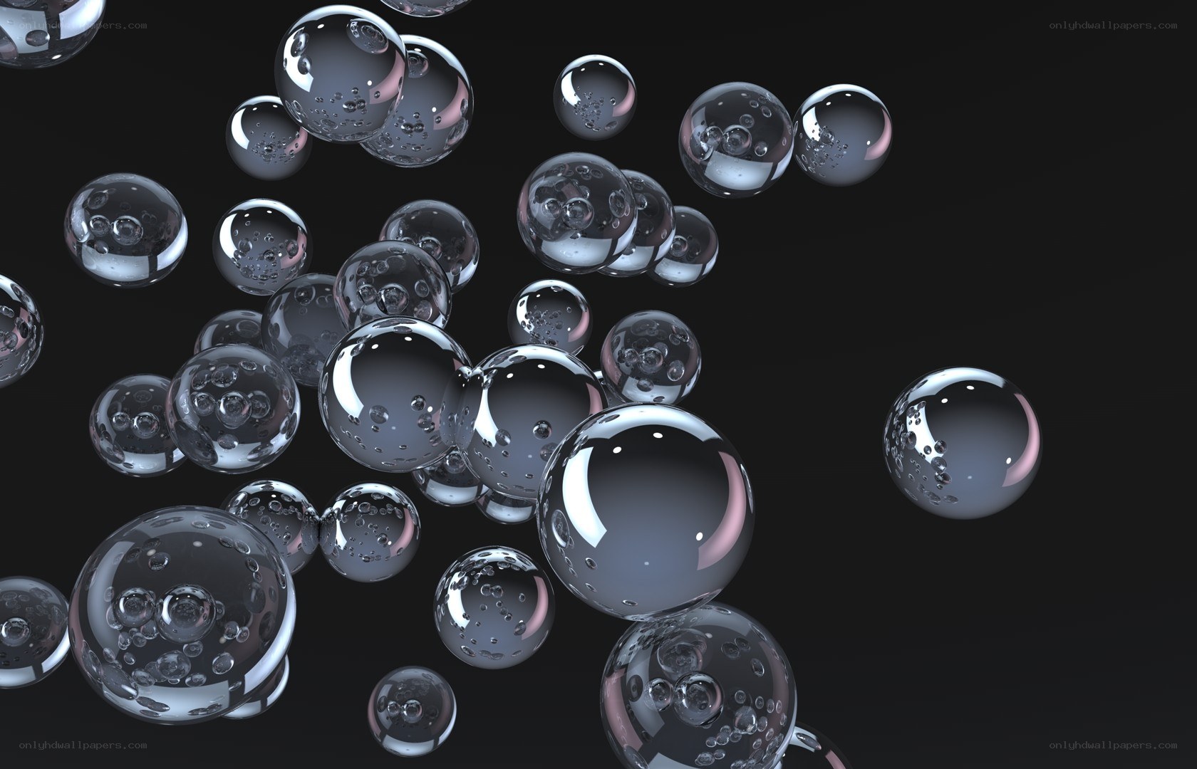 glass spheres floating in space