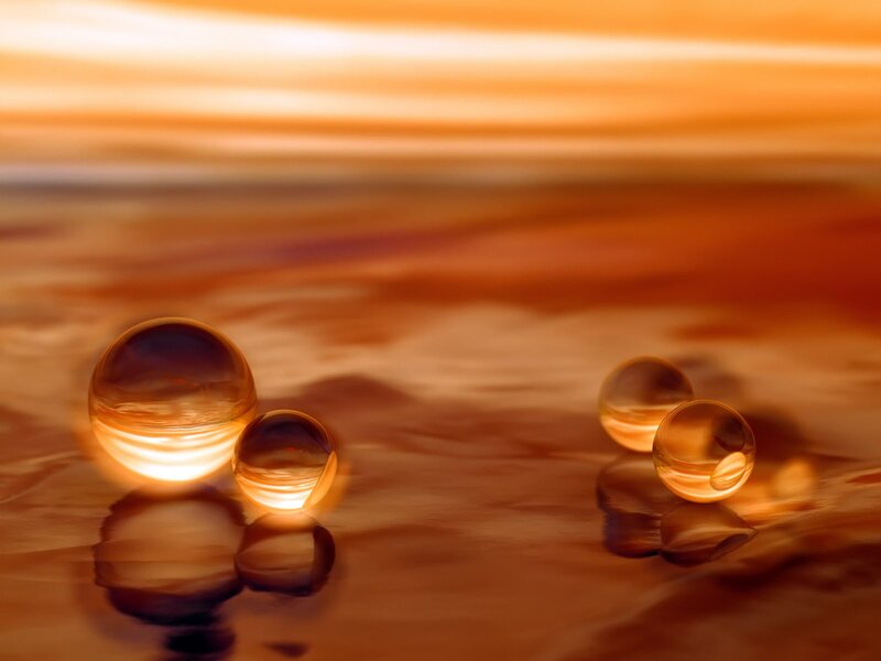 glass spheres on reflective surface