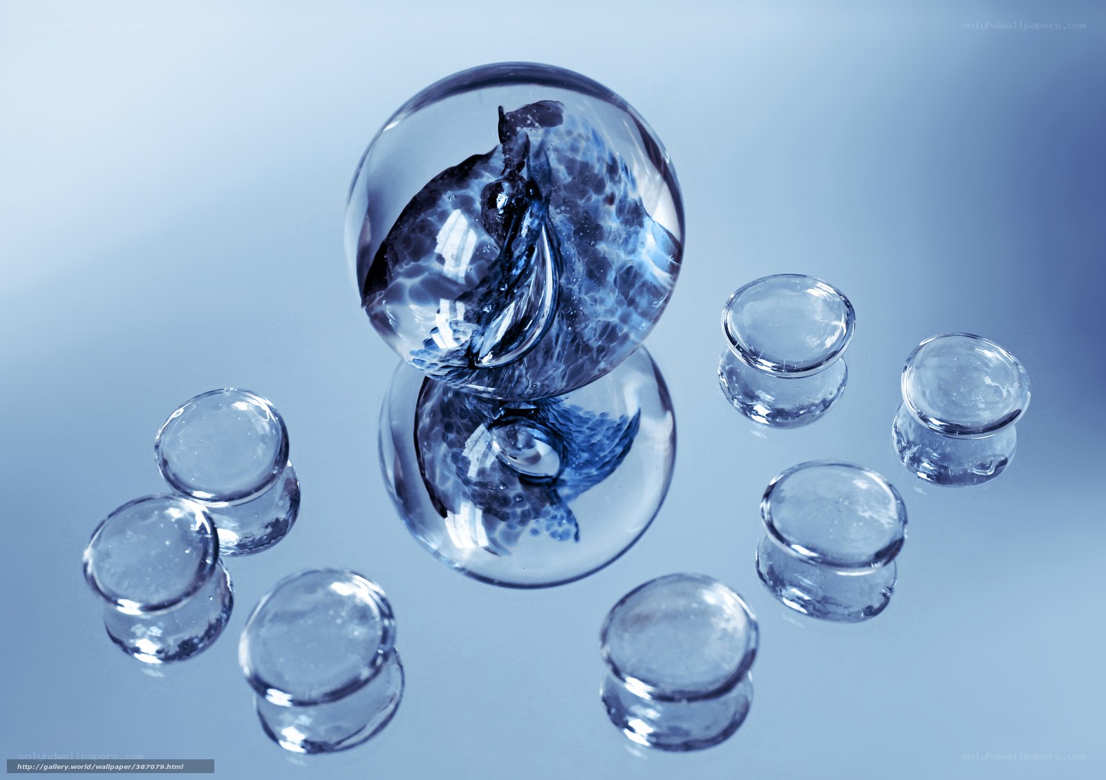 glass spheres on reflective surface