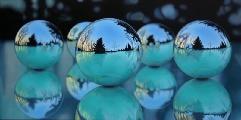 Glass Spheres Reflecting Trees